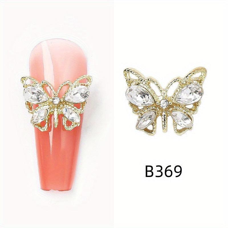 10Pcs Clear Crystal Butterfly Nail Charms - Nail Art Decoration