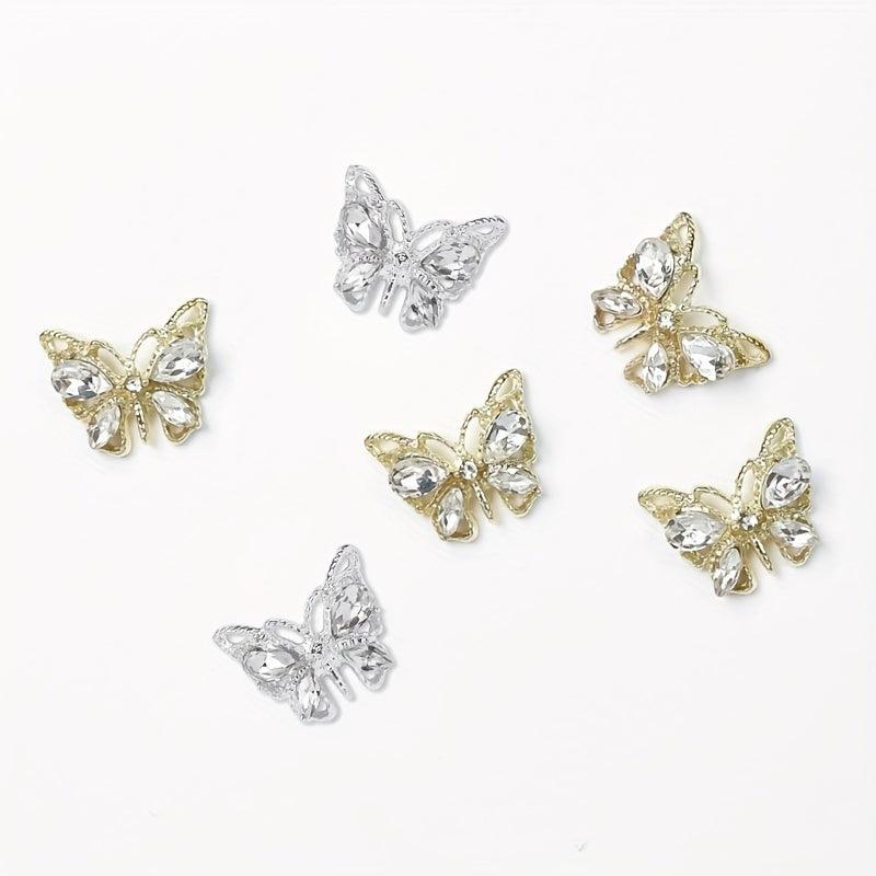 10Pcs Clear Crystal Butterfly Nail Charms - Nail Art Decoration