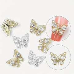 10Pcs Clear Crystal Butterfly Nail Charms - Nail Art Decoration