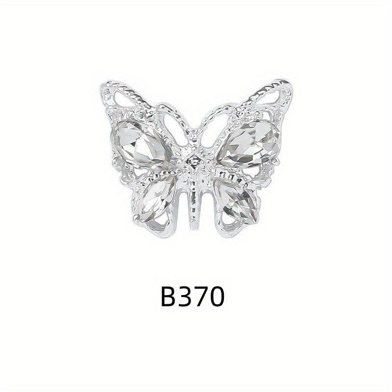 10Pcs Clear Crystal Butterfly Nail Charms - Nail Art Decoration