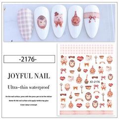 Rabbit & Chinese Ink Rose Nail Stickers - Self Adhesive Nail Supplies