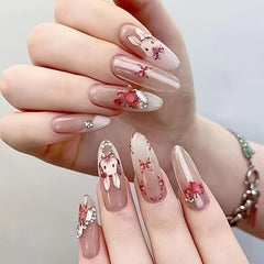 Rabbit & Chinese Ink Rose Nail Stickers - Self Adhesive Nail Supplies