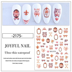Rabbit & Chinese Ink Rose Nail Stickers - Self Adhesive Nail Supplies