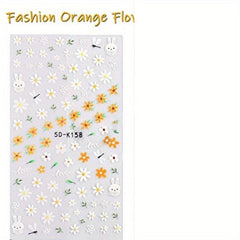 5D Embossed Flower Nail Art Stickers - Spring Daisy Nail Decals