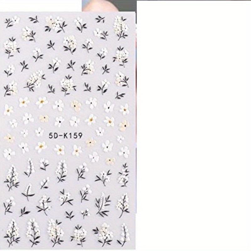 5D Embossed Flower Nail Art Stickers - Spring Daisy Nail Decals
