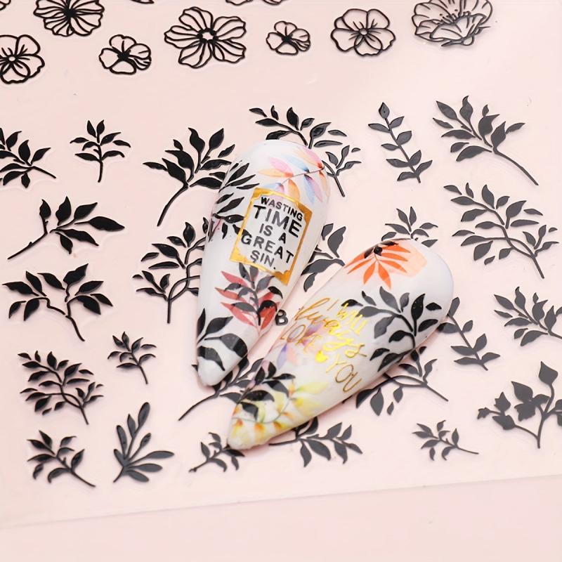Flower And Leaf Nail Art Stickers 12 Sheets Self Adhesive Nail Art Decals