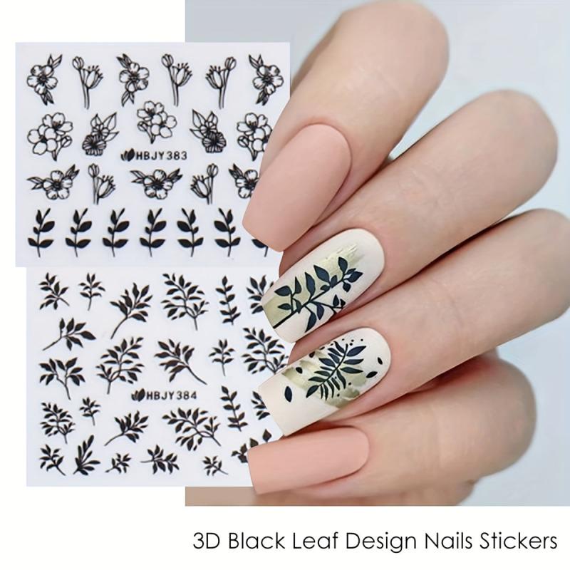 Flower And Leaf Nail Art Stickers 12 Sheets Self Adhesive Nail Art Decals