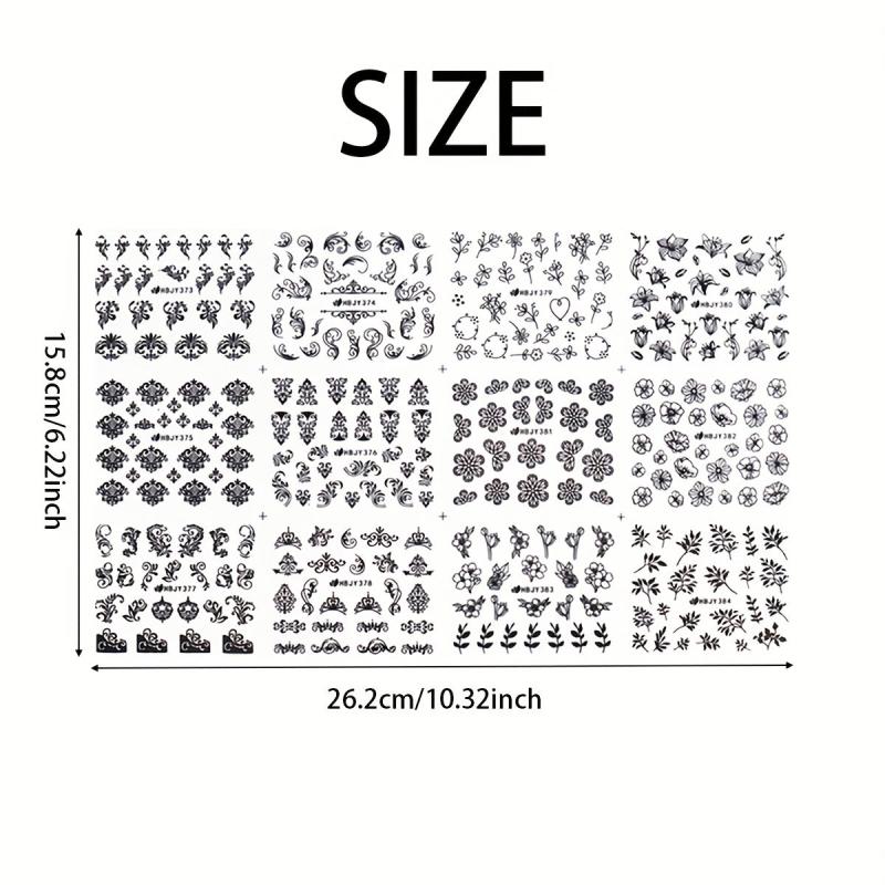 Flower And Leaf Nail Art Stickers 12 Sheets Self Adhesive Nail Art Decals