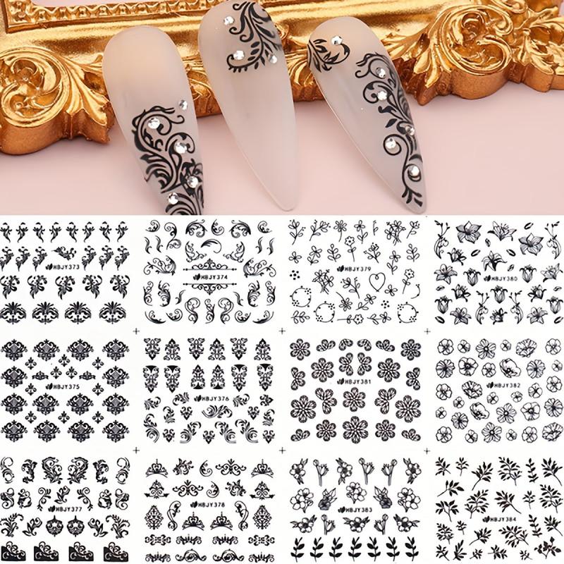 Flower And Leaf Nail Art Stickers 12 Sheets Self Adhesive Nail Art Decals