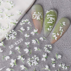 1pcs Embossed Tulips Flower Nail Art Sticker Self Adhesive Acrylic Engraved Flor