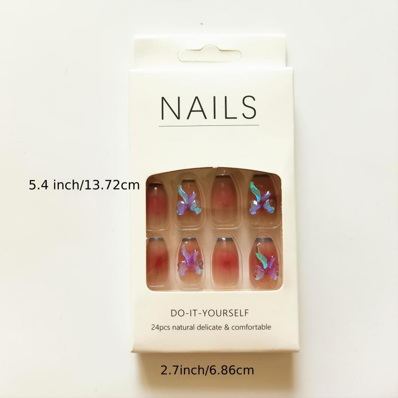 24 Pcs Aurora Changing Nail Stickers Gradient Design