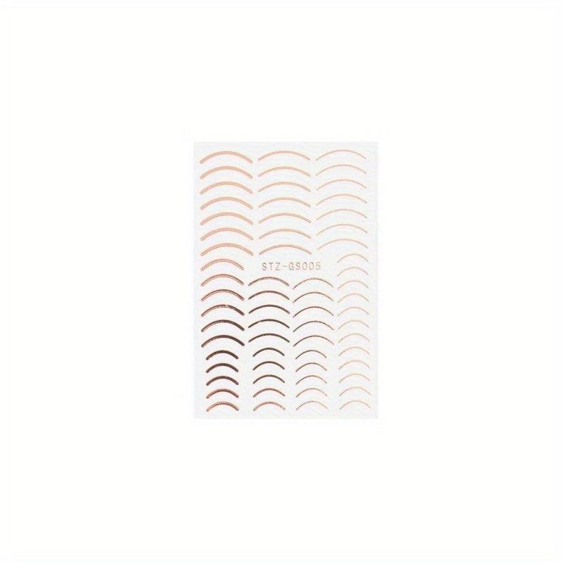 Rose 3D Adhesive Nail Decal Metal Curve Striped Line Stylish Design