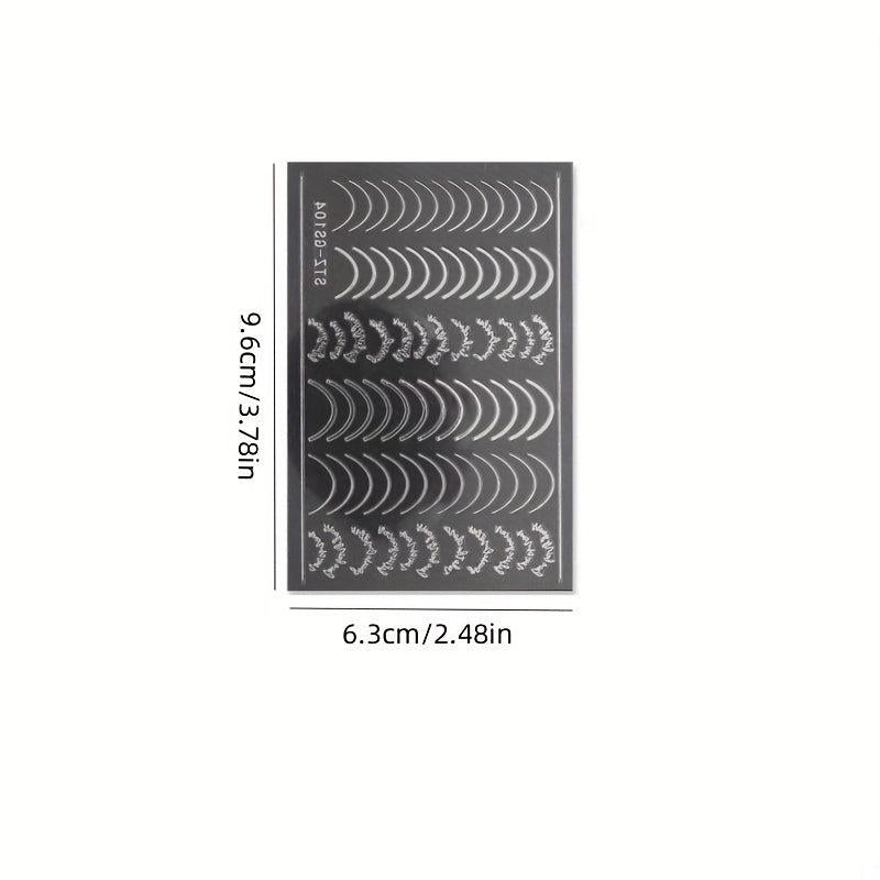 Rose 3D Adhesive Nail Decal Metal Curve Striped Line Stylish Design