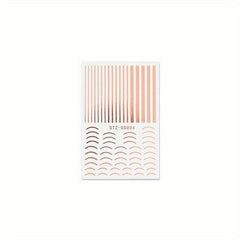 Rose 3D Adhesive Nail Decal Metal Curve Striped Line Stylish Design