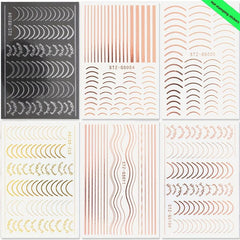Rose 3D Adhesive Nail Decal Metal Curve Striped Line Stylish Design