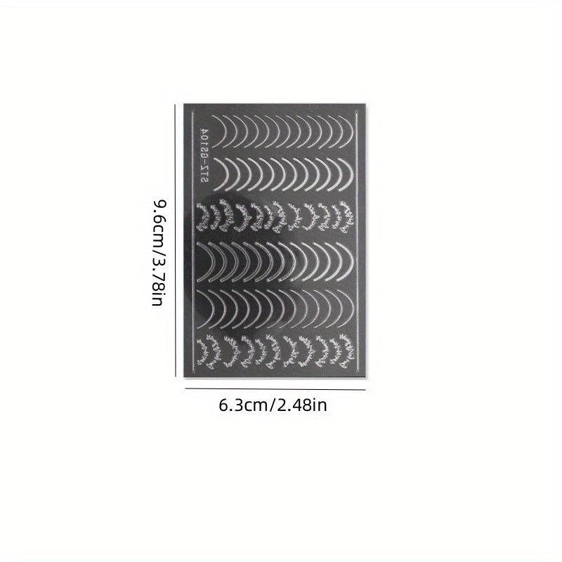 Rose 3D Adhesive Nail Decal Metal Curve Striped Line Stylish Design