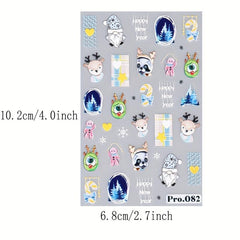 5D Christmas Nail Art Stickers Santa Snowflake Bell Tree Decals DIY Salons