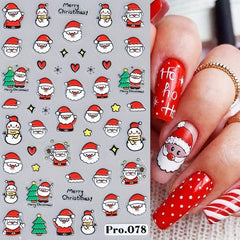 5D Christmas Nail Art Stickers Santa Snowflake Bell Tree Decals DIY Salons