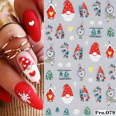 5D Christmas Nail Art Stickers Santa Snowflake Bell Tree Decals DIY Salons