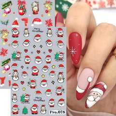 5D Christmas Nail Art Stickers Santa Snowflake Bell Tree Decals DIY Salons