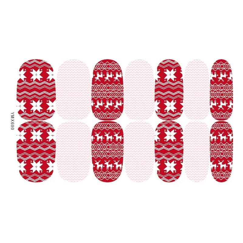 Christmas Glitter Nail Art Strips Self Adhesive Wraps for DIY Manicures