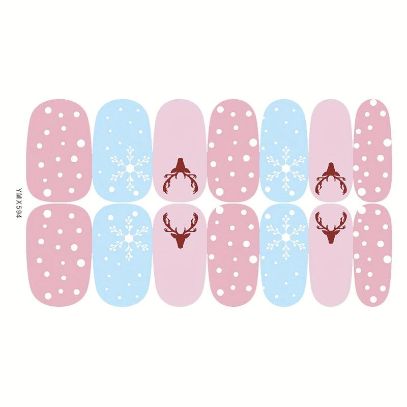 Christmas Glitter Nail Art Strips Self Adhesive Wraps for DIY Manicures
