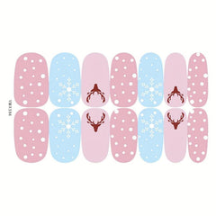 Christmas Glitter Nail Art Strips Self Adhesive Wraps for DIY Manicures