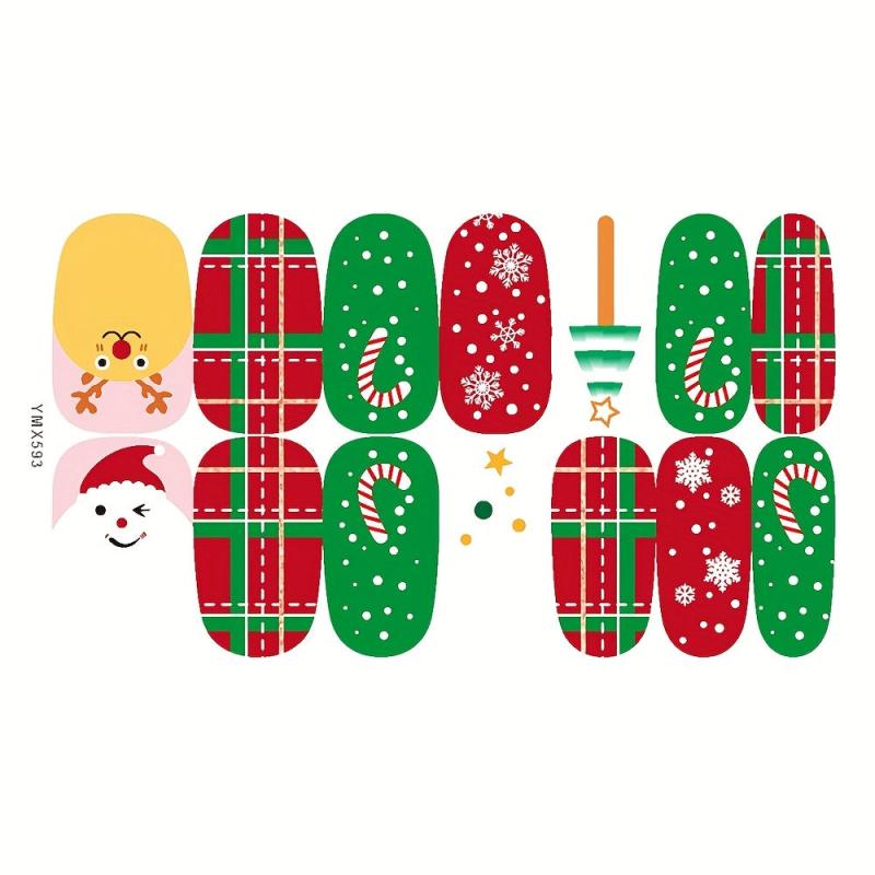 Christmas Glitter Nail Art Strips Self Adhesive Wraps for DIY Manicures