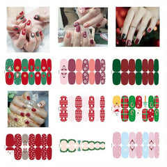 Christmas Glitter Nail Art Strips Self Adhesive Wraps for DIY Manicures