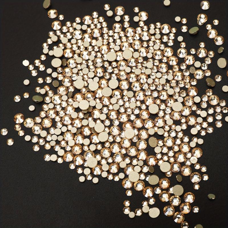 1000 pcs Golden Champagne Rhinestones Kit - Sparkling Glitter Gems for Nail Art