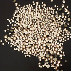 1000 pcs Golden Champagne Rhinestones Kit - Sparkling Glitter Gems for Nail Art