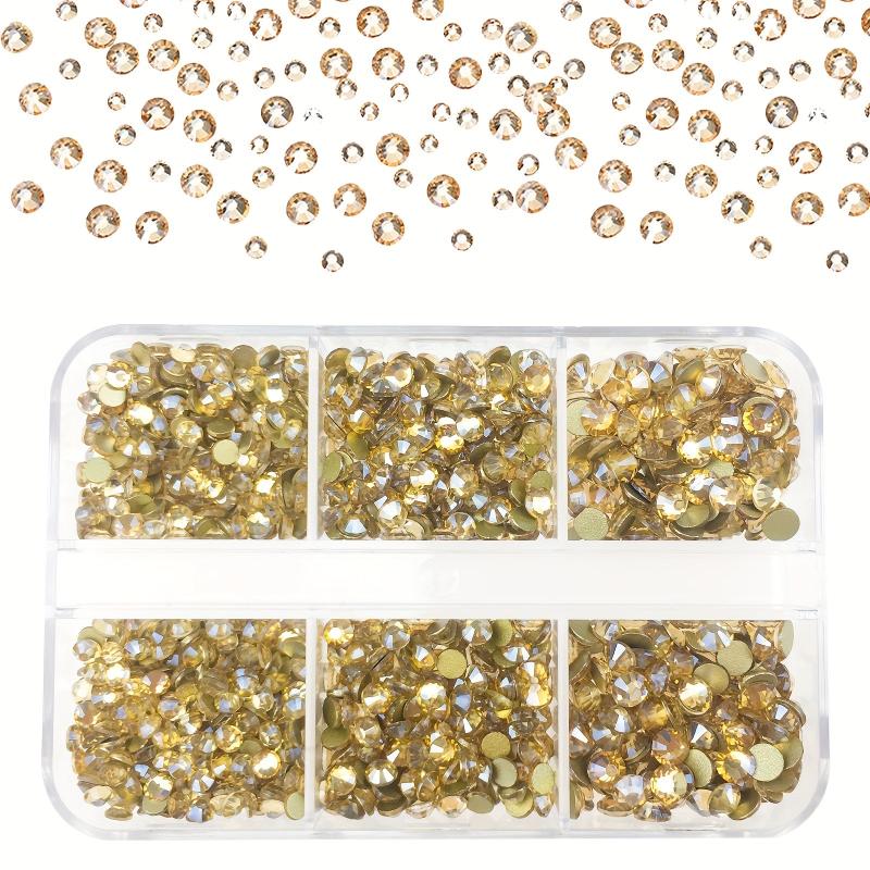 1000 pcs Golden Champagne Rhinestones Kit - Sparkling Glitter Gems for Nail Art