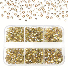 1000 pcs Golden Champagne Rhinestones Kit - Sparkling Glitter Gems for Nail Art