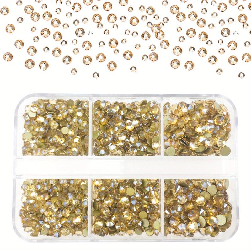 1000 pcs Golden Champagne Rhinestones Kit - Sparkling Glitter Gems for Nail Art