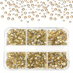 1000 pcs Golden Champagne Rhinestones Kit - Sparkling Glitter Gems for Nail Art