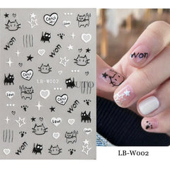 Halloween Nail Art Stickers Cat Butterfly Nail Art Decals