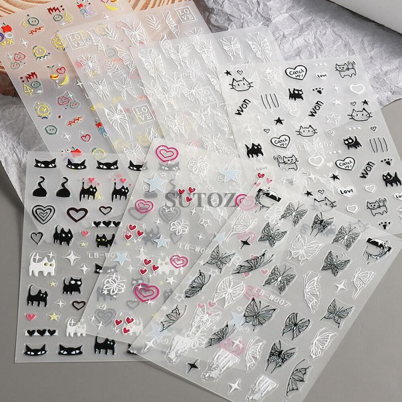 Halloween Nail Art Stickers Cat Butterfly Nail Art Decals