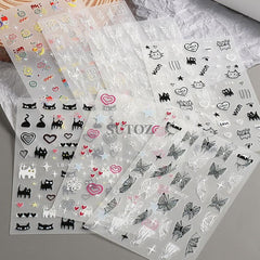 Halloween Nail Art Stickers Cat Butterfly Nail Art Decals