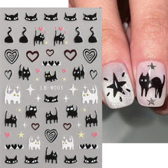 Halloween Nail Art Stickers Cat Butterfly Nail Art Decals