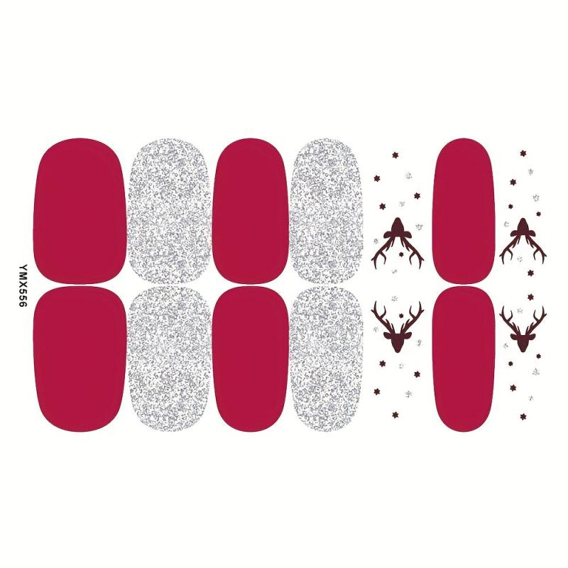 Christmas Nail Polish Stickers Decal Strips DIY Manicure Art Kit 8 Sheets Pack