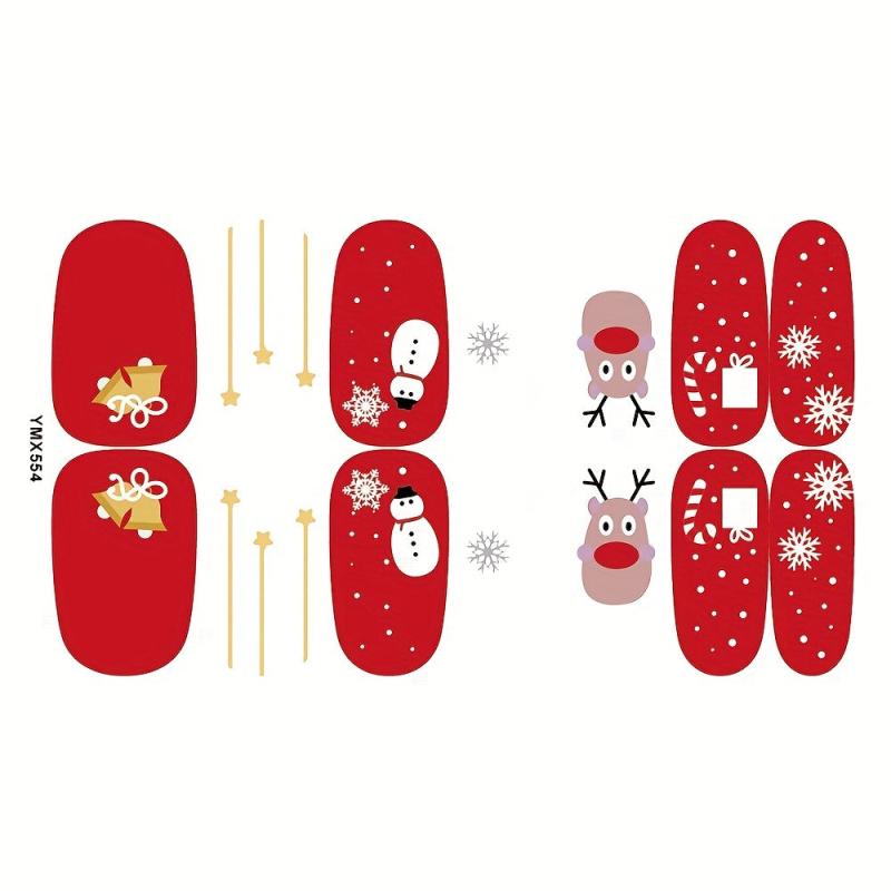 Christmas Nail Polish Stickers Decal Strips DIY Manicure Art Kit 8 Sheets Pack