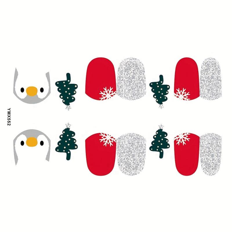 Christmas Nail Polish Stickers Decal Strips DIY Manicure Art Kit 8 Sheets Pack