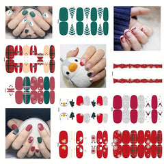 Christmas Nail Polish Stickers Decal Strips DIY Manicure Art Kit 8 Sheets Pack