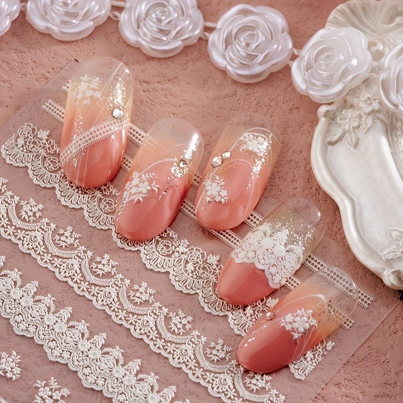5D Embossed Lace Nail Decals Nail Art Decorations