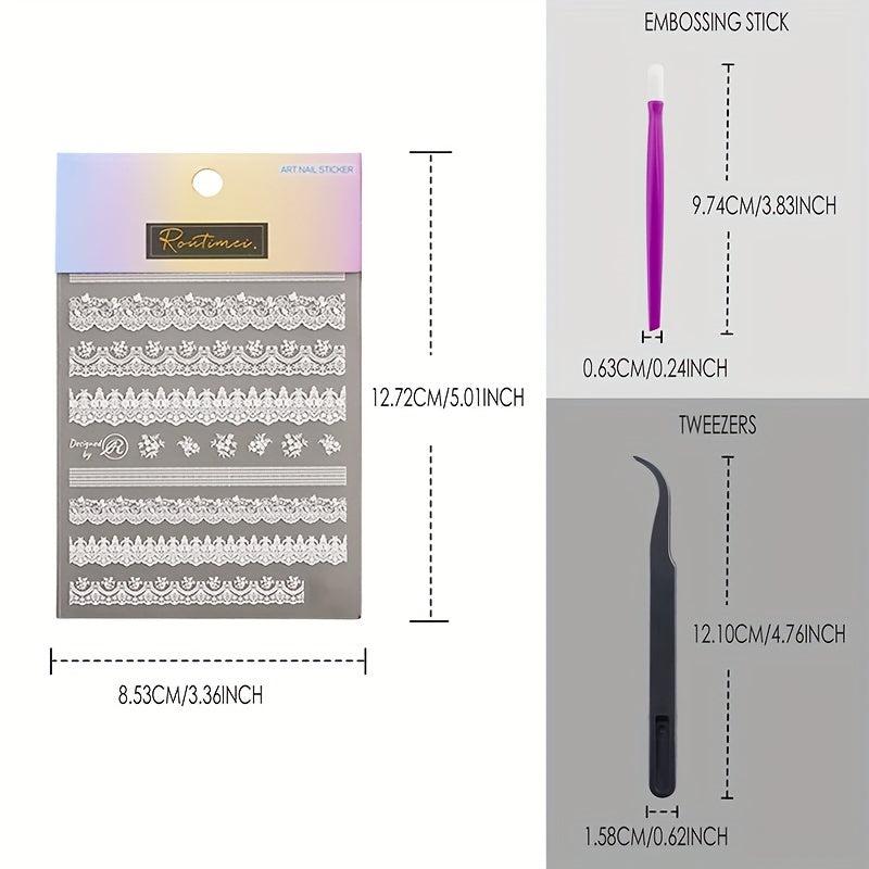 5D Embossed Lace Nail Decals Nail Art Decorations