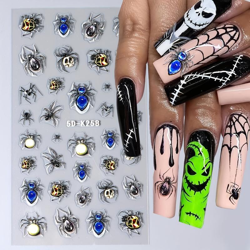 Halloween Nail Art 5D Red Eyeball Spider Stickers