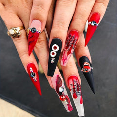 Halloween Nail Art 5D Red Eyeball Spider Stickers