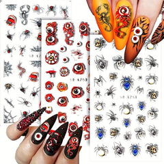 Halloween Nail Art 5D Red Eyeball Spider Stickers