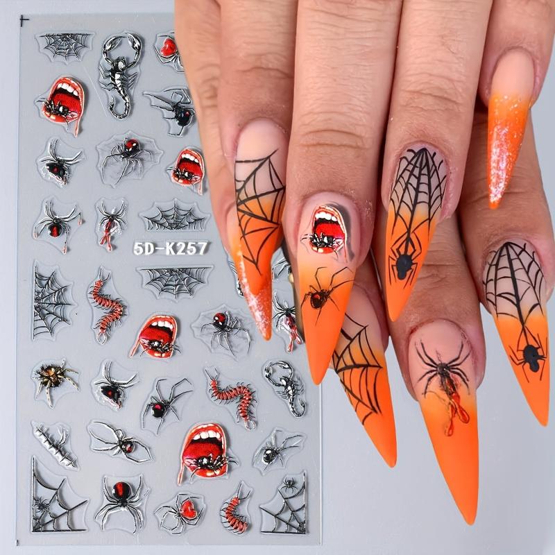 Halloween Nail Art 5D Red Eyeball Spider Stickers