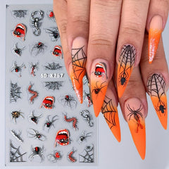 Halloween Nail Art 5D Red Eyeball Spider Stickers